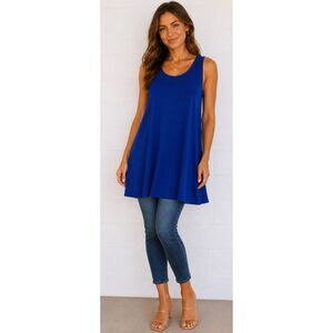 New SACRED THREADS OS Cadet Blue Stretch Jersey Sleeveless Swing Tunic Top Dress